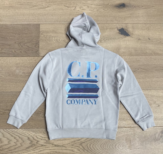 CP Company undersixteen boys hoodie sweater trui met backprint in de kleur lichtgrijs