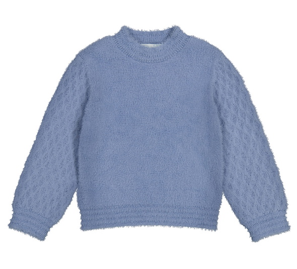 Abel & Lula girls gebreide harige trui met glitter bies in de kleur lichtblauw