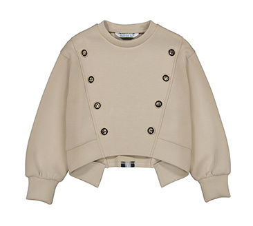 Abel & Lula girls zachte sweater trui met knopen in de kleur haver beige