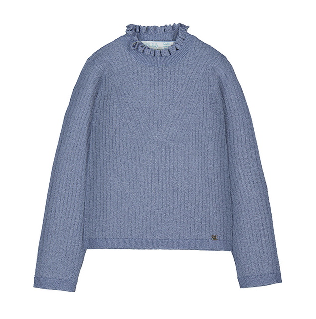Abel & Lula girls lurex glitter col top met ruches in de kleur lichtblauw