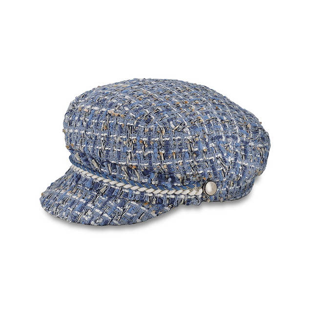 Abel & Lula girls tweed glitter cap pet in de kleur blauw